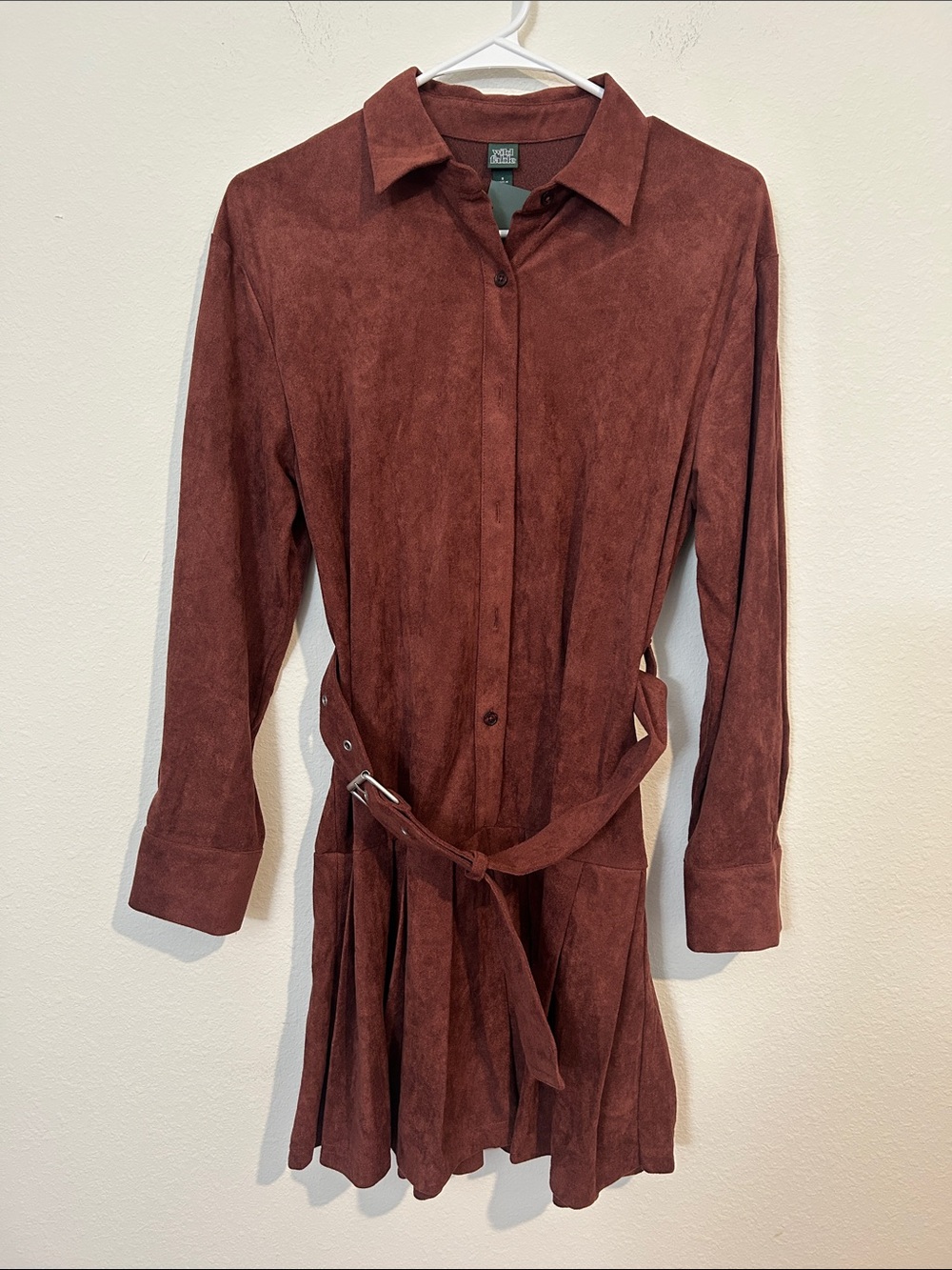 wild fable Rust Brown Suede Shirt Dress with Belt